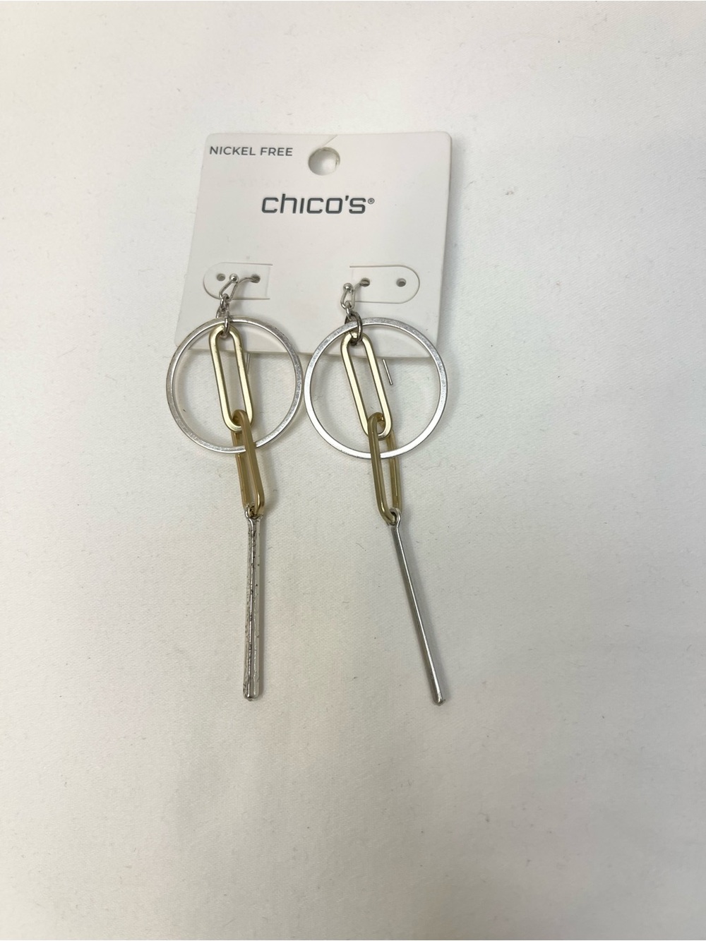 Chico's Mixed-Metal Linked Drop Earrings in Silver and Gold
